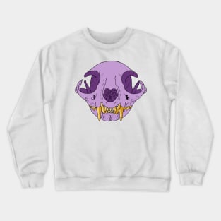 Cat Skull Amethyst and Gold Teeth Crewneck Sweatshirt